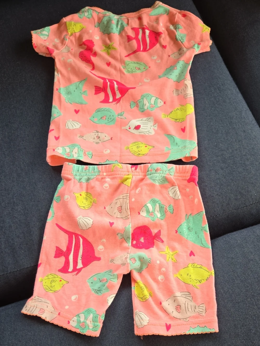Set Carter’s Girl Under The Sea Fish 18 Mo Shirt & Shorts Pajamas Cotton Comfy